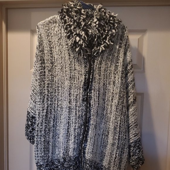 Vintage, fringed, zip-up cardigan sweater - Picture 1 of 6